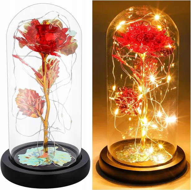 wieczna-roza-w-szkle-swiecaca-led-prezent-pudelko-grawer-walentynki-stan-nowy-waga-z-opakowaniem-0-4-kg