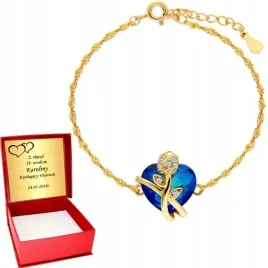 zlota-bransoletka-damska-serce-roza-srebro-grawer