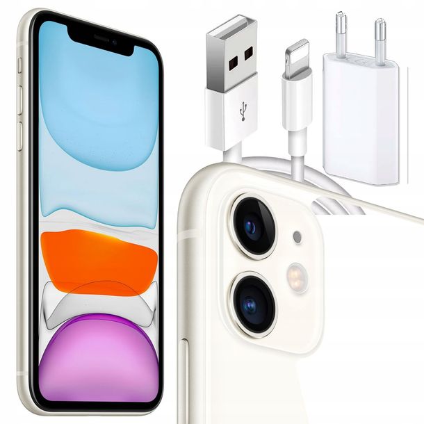 ﻿IDEALNY iPhone 11 Biały 64 GB KL A BATERIA 100% + Ładowarka GRATIS