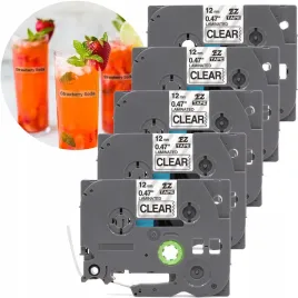 5x-tasma-do-brother-tze-131-12mm-przezroczysta-zestaw-samoprzylepna-p-touch