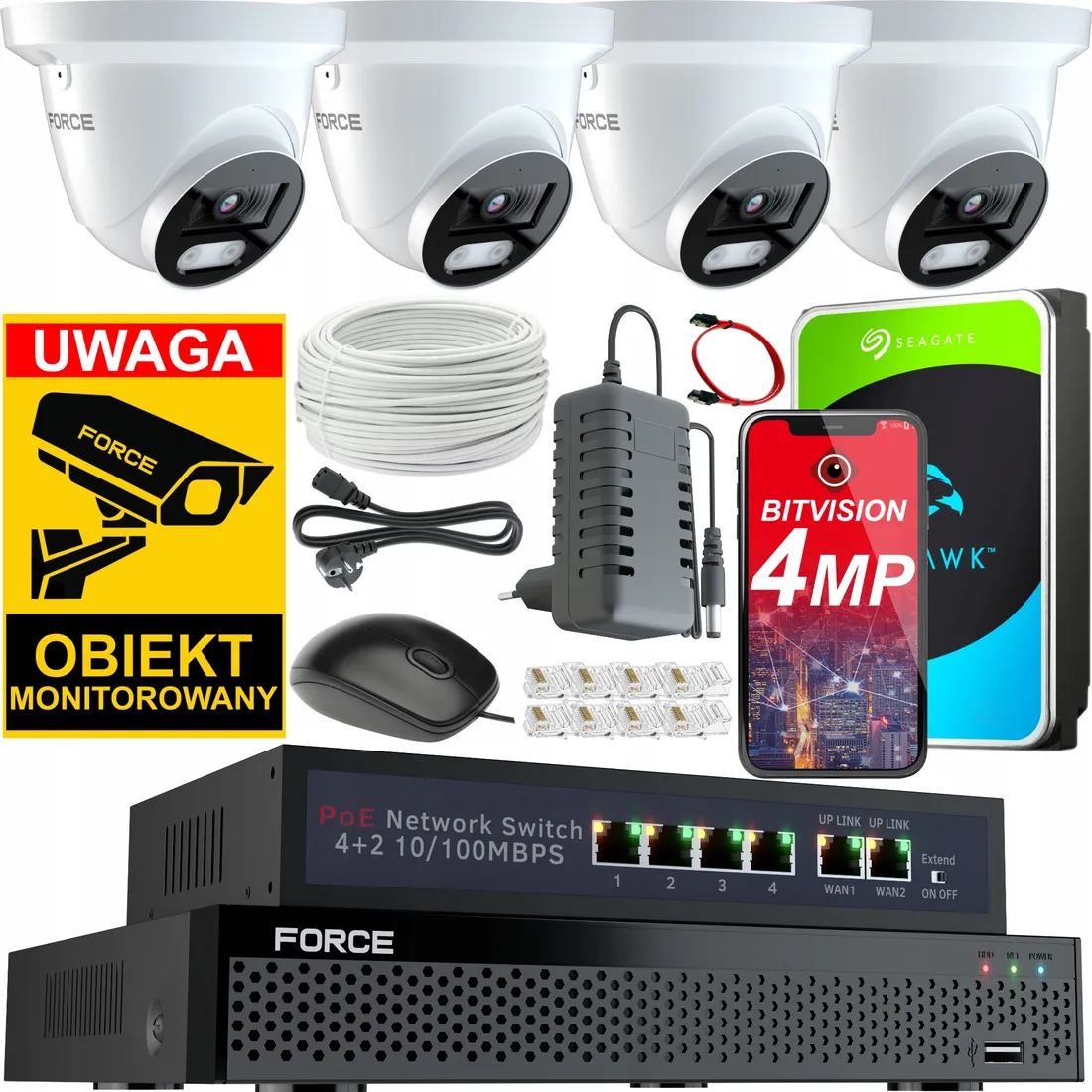 force-zestaw-monitoringu-4x-kamera-ip-4mpx-2k-dysk-1tb-switch-poe