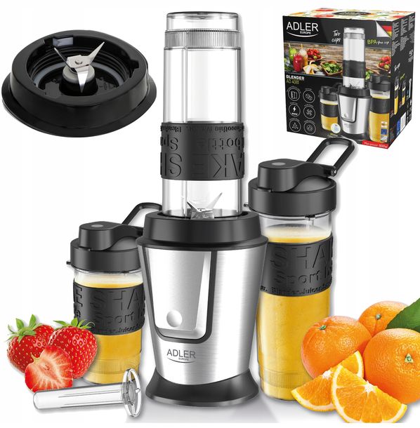 ﻿ADLER BLENDER PERSONALNY KIELICHOWY 2 BIDONY + WKŁAD CHŁODZĄCY 800W CZARNY