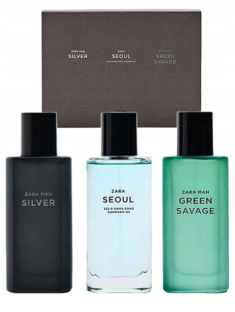 Zdjęcia - Perfuma męska MAN ﻿ZARA  GREEN SAVAGE + SEOUL + SILVER 3X40 ML  Nowość 