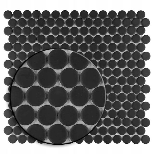 Zdjęcia - Pozostałe artykuły hydrauliczne Penny MOZAIKA CERAMICZNA DEKORACYJNA CZARNA BLACK DOTS 