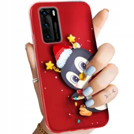 etui-do-huawei-p40-wzory-swieta-christmas-mikolaj-pingwin-obudowa-pokrowiec
