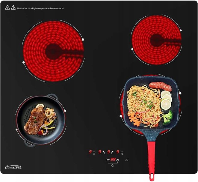 Zdjęcia - Płyta grzewcza PŁYTA INDUKCYJNA 4-PALNIKOWA DOTYKOWA CERAMICZNA COVERCOOK SZKLANA CZARNA