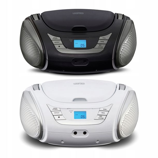 ﻿BOOMBOX PRZENOŚNE RADIO FM CD MP3 USB AUX IN WYJŚCIE SŁUCHAWKOWE