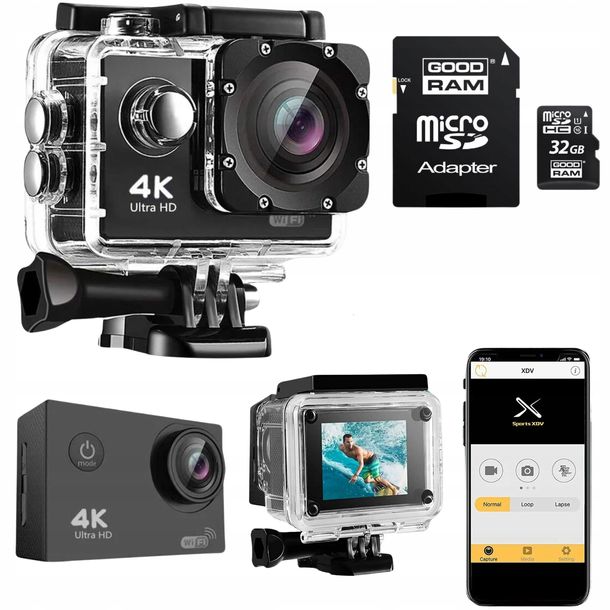 Фото - Action камера GO KAMERA SPORTOWA  ProU WIFI USB MIKROFON WODOODPORNA 4K ULTRA HD +32GB 