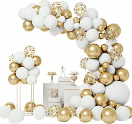 girlanda-balonowa-balony-bialo-zlota-biala-roczek-chrzest-komunie-urodziny