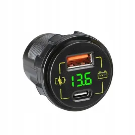 ladowarka-samochodowa-montazowa-blow-usb-usb-c-m18a-woltomierz