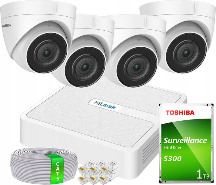 Zestaw Monitoring Hilook 4x Kamera IP 4MPx 2.8MM HIKVISION IPCAM-T4