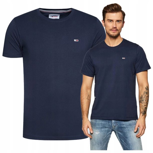 ﻿koszulka meska tommy hilfiger jeans tshirt granatowa małe logo