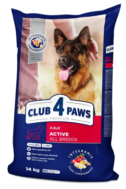 CLUB 4 PAWS Adult Active dla Psów Aktywnych 14kg