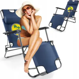 klasyczny-granat-lezak-plazowy-fotel-ogrodowy-skladany-na-plaze-2w1