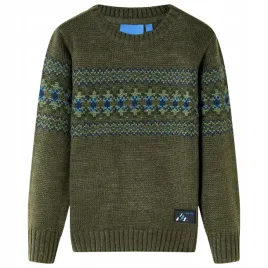 sweter-dzieciecy-z-dzianiny-khaki-128