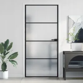 vidaxl-drzwi-wewnetrzne-czarne-93x2015-cm-szklo-i-aluminium