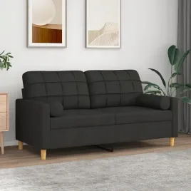 vidaxl-2-osobowa-sofa-z-poduszkami-czarna-140-cm-tkanina