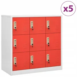 vidaxl-szafki-zamykane-5-szt-jasnoszaro-czerwone-90x45x925-cm
