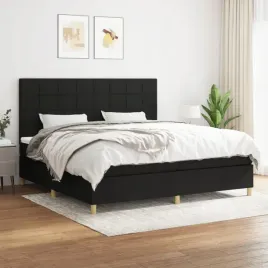 vidaxl-lozko-kontynentalne-z-materacem-czarne-tkanina-200x200-cm