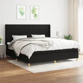 vidaxl-lozko-kontynentalne-z-materacem-czarne-tkanina-200x200-cm