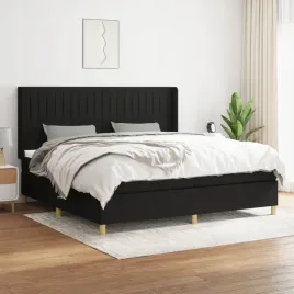 vidaxl-lozko-kontynentalne-z-materacem-czarne-tkanina-200x200-cm