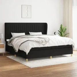vidaxl-lozko-kontynentalne-z-materacem-czarne-tkanina-200x200-cm