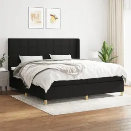 vidaxl-lozko-kontynentalne-z-materacem-czarne-tkanina-200x200-cm