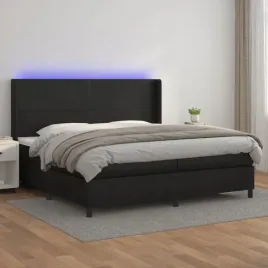 vidaxl-lozko-kontynentalne-z-materacem-i-led-czarna-ekoskora-200x200cm