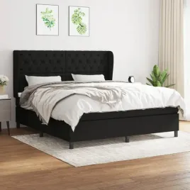 vidaxl-lozko-kontynentalne-z-materacem-czarne-tkanina-160x200-cm