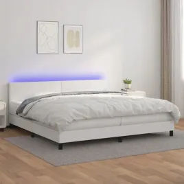 vidaxl-lozko-kontynentalne-z-materacem-i-led-biala-ekoskora-200x200cm