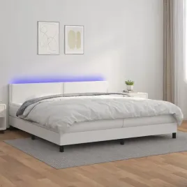 vidaxl-lozko-kontynentalne-z-materacem-i-led-biala-ekoskora-200x200cm