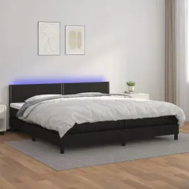 vidaxl-lozko-kontynentalne-z-materacem-i-led-czarna-ekoskora-200x200cm