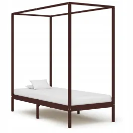 vidaxl-rama-lozka-z-baldachimem-ciemnobrazowa-lita-sosna-100x200-cm