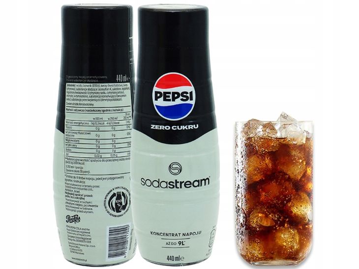 SYROP KONCENTRAT PEPSI MAX ZERO DO SATURATORA SODASTREAM 9L NAPOJU z 440ml