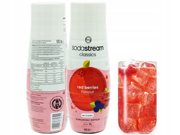 ﻿SYROP KONCENTRAT SODASTREAM RED BERRIES ZERO OWOCE LEŚNE 9L NAPOJU Z 440ML