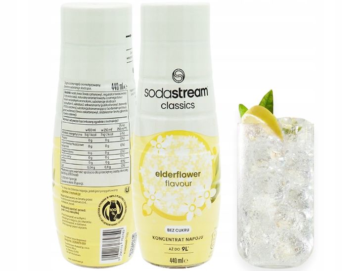 SYROP KONCENTRAT SODASTREAM KWIAT CZARNEGO BZU ZERO 9L NAPOJU Z 440ML