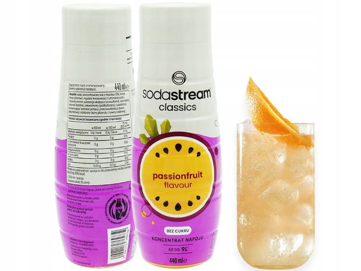 SYROP KONCENTRAT SODASTREAM PASSIONFRUIT ZERO MARAKUJA 9L NAPOJU Z 440ML