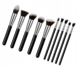 lewer-zestaw-pedzli-10-szt-silver-black-dokladne-aplikowanie-makijazu
