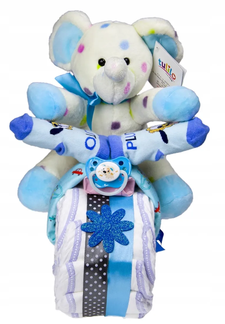 rowerek-slonik-tort-z-pieluch-pampers-2-prezent-stan-nowy