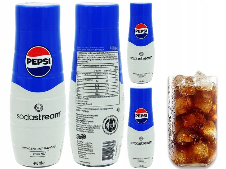 3x SYROP KONCENTRAT PEPSI COLA DO SATURATORA SODASTREAM 9L NAPOJU z 440ml