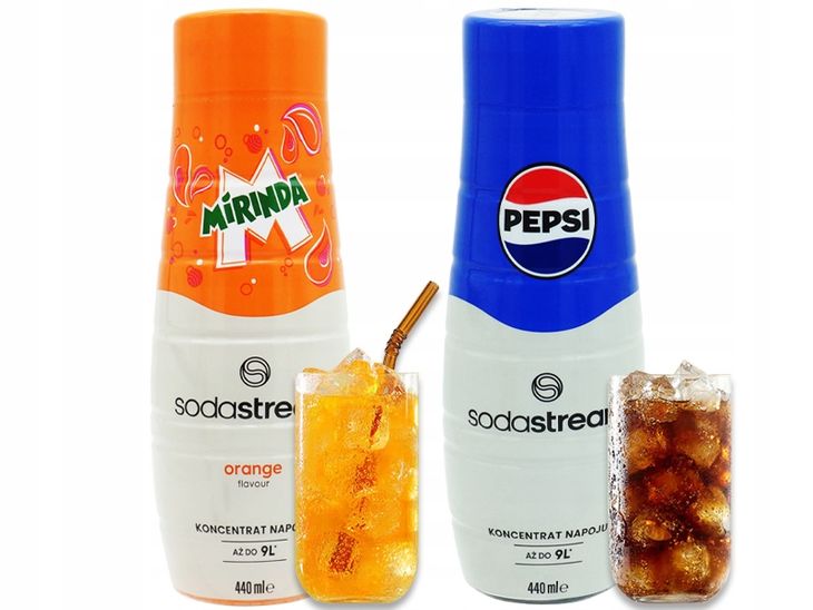 SYROP KONCENTRAT PEPSI + MIRINDA DO SATURATORA SODASTREAM 9L NAPOJU z 440ml