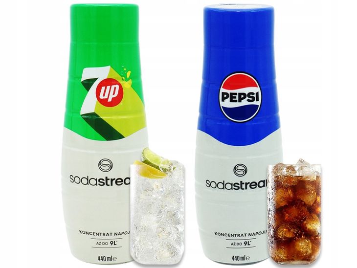 SYROP KONCENTRAT PEPSI + 7UP DO SATURATORA SODASTREAM 9L NAPOJU z 440ml