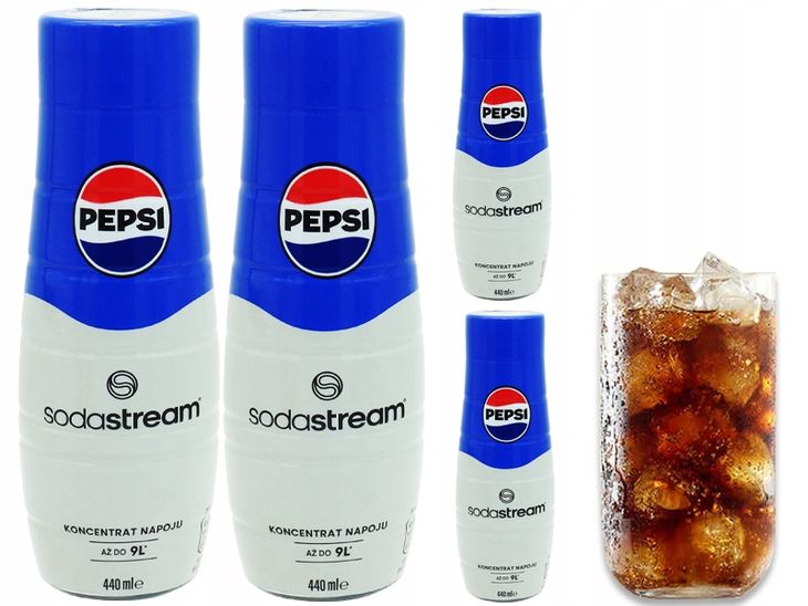 4x SYROP KONCENTRAT PEPSI COLA DO SATURATORA SODASTREAM 9L NAPOJU z 440ml