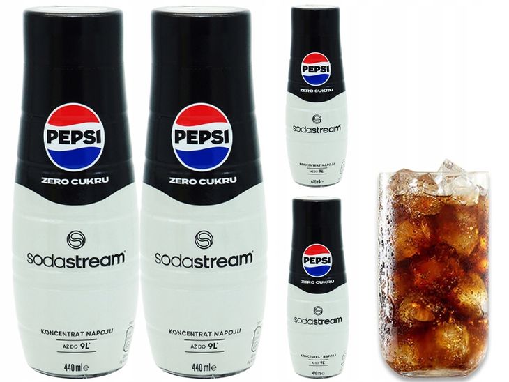 4x SYROP KONCENTRAT PEPSI MAX DO SATURATORA SODASTREAM 9L NAPOJU z 440ml