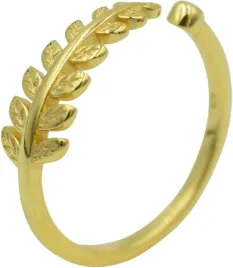 pierscionek-zloty-lisc-pozlacane-srebro-925-woreczek-gratis
