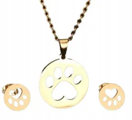 zestaw-naszyjnik-kolczyki-okragle-lapka-psa-zlote-komplet-stal-nierdzewna
