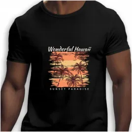 koszulka-meska-czarna-nadruk-wonderful-hawaii-sunset-paradise-4xl