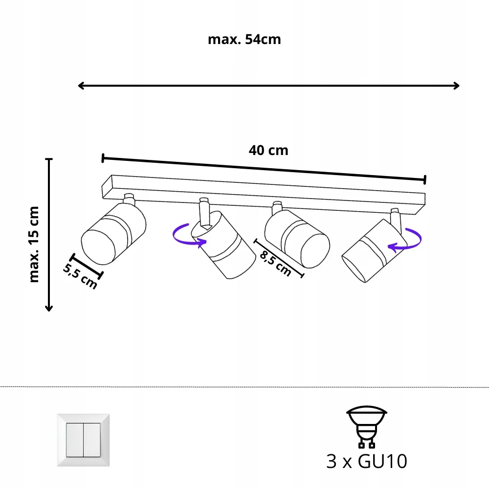 listwa-spot-lampa-sufitowa-reflektorki-tuby-gu10-stan-nowy