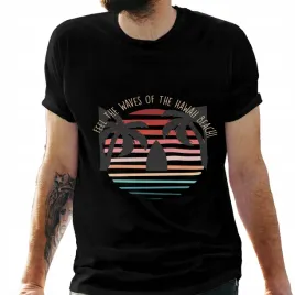 koszulka-czarna-meska-z-nadrukiem-poczuj-fale-na-plazy-na-hawajach-4xl