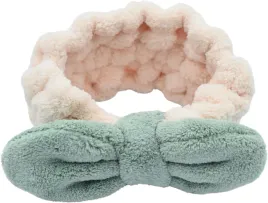 opaska-kosmetyczna-do-wlosow-velvet-jasny-roz-zielona-kokarda